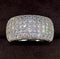 Exquisite Pave 14K White Gold Plated Multi Row Cubic Zirconia Men Women Ring